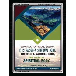 THERE IS A SPIRITUAL BODY   Inspirational Wall Art Wooden Frame   (GWAMEN4943)   