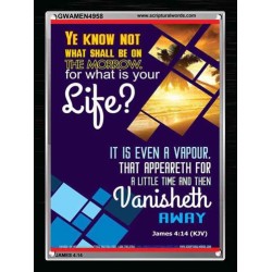 WHAT IS YOUR LIFE   Framed Bible Verses   (GWAMEN4958)   "25X33"