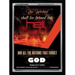 THE WICKED SHALL BE TURNED INTO HELL   Large Frame Scripture Wall Art   (GWAMEN4994)   