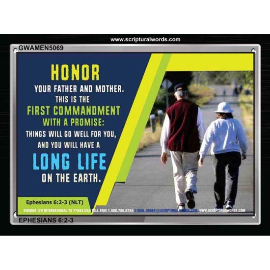 HONOR YOUR FATHER AND MOTHER   Bible Scriptures on Love frame   (GWAMEN5069)   