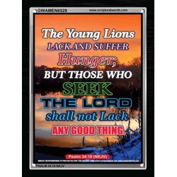THE YOUNG LIONS LACK AND SUFFER   Acrylic Glass Frame Scripture Art   (GWAMEN6529)   