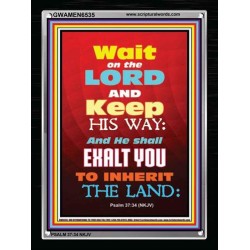 WAIT ON THE LORD   Bible Verses Wall Art Acrylic Glass Frame   (GWAMEN6535)   "25X33"