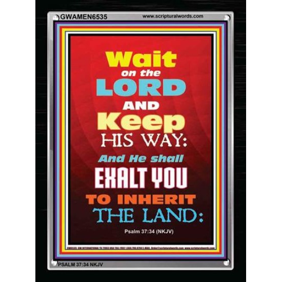 WAIT ON THE LORD   Bible Verses Wall Art Acrylic Glass Frame   (GWAMEN6535)   