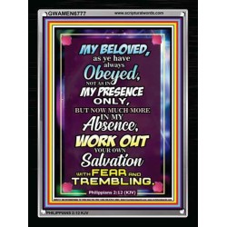 WORK OUT YOUR SALVATION   Christian Quote Frame   (GWAMEN6777)   "25X33"