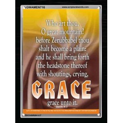 WHO ART THOU O GREAT MOUNTAIN   Bible Verse Frame Online   (GWAMEN716)   "25X33"