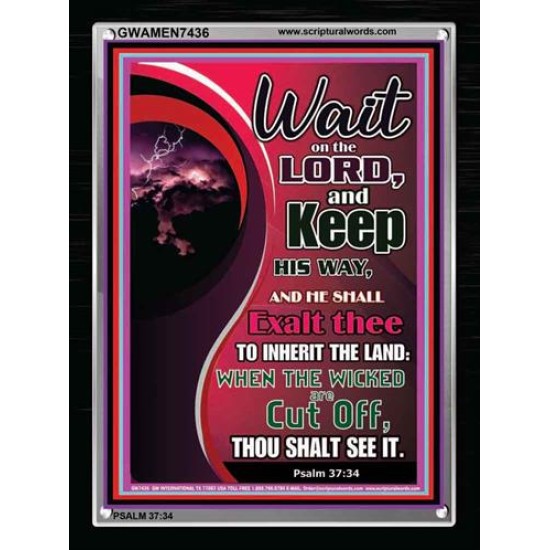 WAIT ON THE LORD   Framed Bible Verse Online   (GWAMEN7436)   