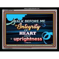 WALK IN INTEGRITY   Unique Bible Verse Frame   (GWAMEN7559)   "33X25"