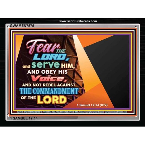 FEAR THE LORD AND SERVE HIM   Bible Verse Framed Art   (GWAMEN7575)   