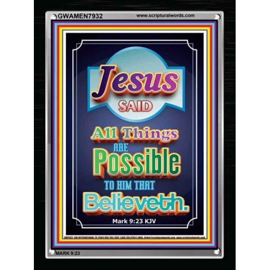 ALL THINGS ARE POSSIBLE   Bible Verses Wall Art Acrylic Glass Frame   (GWAMEN7932)   