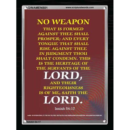 ABSOLUTE NO WEAPON    Christian Wall Art Poster   (GWAMEN801)   