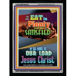 YOU SHALL EAT IN PLENTY   Bible Verses Frame for Home   (GWAMEN8038)   "25X33"