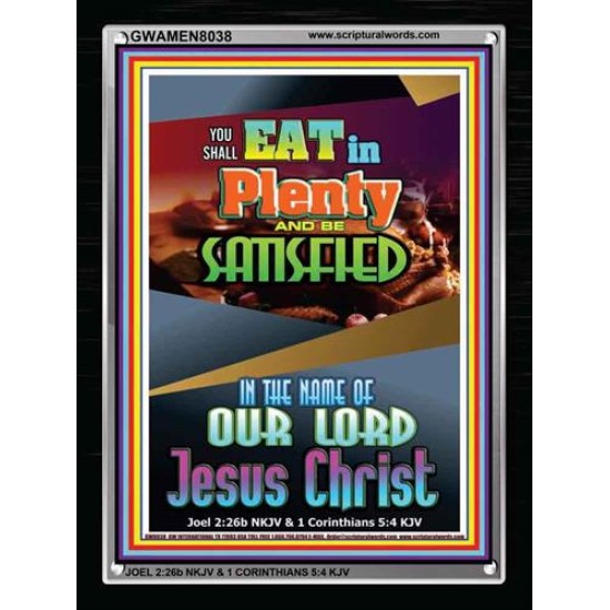 YOU SHALL EAT IN PLENTY   Bible Verses Frame for Home   (GWAMEN8038)   