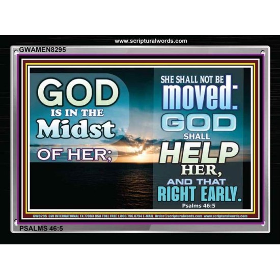 GOD IS IN THE MIDST OF HER   Scripture Frame Signs   (GWAMEN8295)   