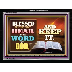 BLESSED ARE THEY WHO HERE GODS WORD   Large Framed Scripture Wall Art   (GWAMEN8489)   