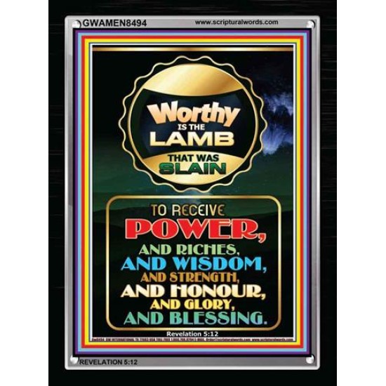 WORTHY IS THE LAMB   Framed Bible Verse Online   (GWAMEN8494)   