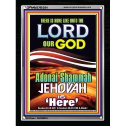 ADONAI JEHOVAH SHAMMAH GOD IS HERE   Framed Hallway Wall Decoration   (GWAMEN8654)   