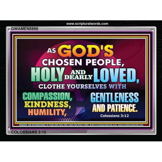 CLOTH YOURESLF WITH COMPASSION   Scriptural Portrait Acrylic Glass Frame   (GWAMEN8890)   