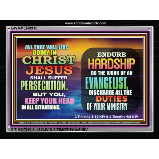 ENDURE HARDSHIP   Contemporary Christian Wall Art Acrylic Glass frame   (GWAMEN8910)   