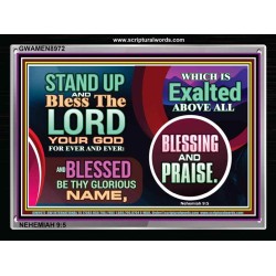 BLESSING AND PRAISE   Framed Bible Verse Online   (GWAMEN8972)   