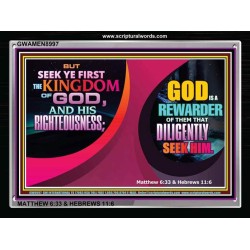 SEEK FIRST THE KINGDOM   Christian Artwork Frame   (GWAMEN8997)   