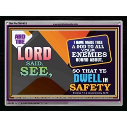 MADE A GOD TO ALL MY ENEMIES   Bible Verses Wall Art Acrylic Glass Frame   (GWAMEN9483)   