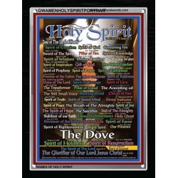 NAMES OF HOLY SPIRIT WITH BIBLE VERSE  Biblical Art Acrylic Glass Frame   (GWAMENHOLYSPIRITPORTRAIT)   "25X33"