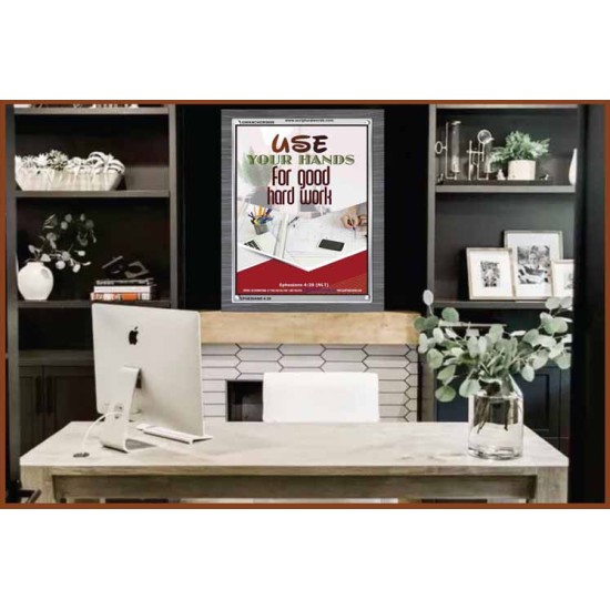 USE YOUR HANDS FOR GOOD HARD WORK   Bible Verse Wall Art Frame   (GWANCHOR5059)   