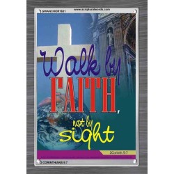 WALK BY FAITH   Inspirational Wall Art Wooden Frame   (GWANCHOR1631)   "25x33"