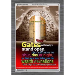YOUR GATES WILL ALWAYS STAND OPEN   Large Frame Scripture Wall Art   (GWANCHOR1684)   