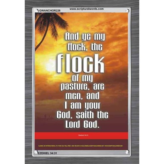 YE ARE MY FLOCK    Biblical Art Acrylic Glass Frame    (GWANCHOR226)   
