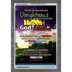 UNRIGHTEOUS SHALL NOT INHERIT THE KINGDOM   Large Framed Scripture Wall Art   (GWANCHOR3204)   "25x33"