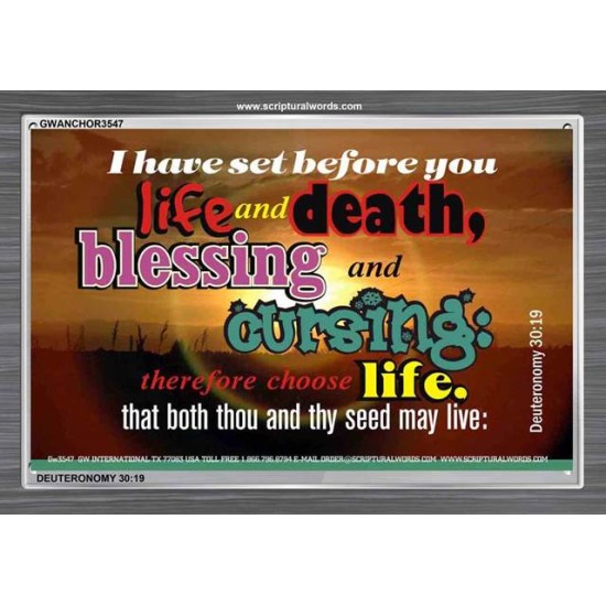 SET BEFORE YOU LIFE AND DEATH   Bible Verse Framed Art   (GWANCHOR3547)   