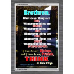 WHATSOEVER THINGS ARE TRUE   Scripture Wood Framed Signs   (GWANCHOR3878)   "25x33"