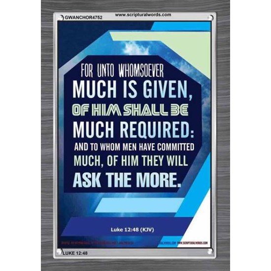 WHOMSOEVER MUCH IS GIVEN   Inspirational Wall Art Frame   (GWANCHOR4752)   