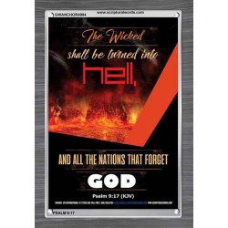 THE WICKED SHALL BE TURNED INTO HELL   Large Frame Scripture Wall Art   (GWANCHOR4994)   