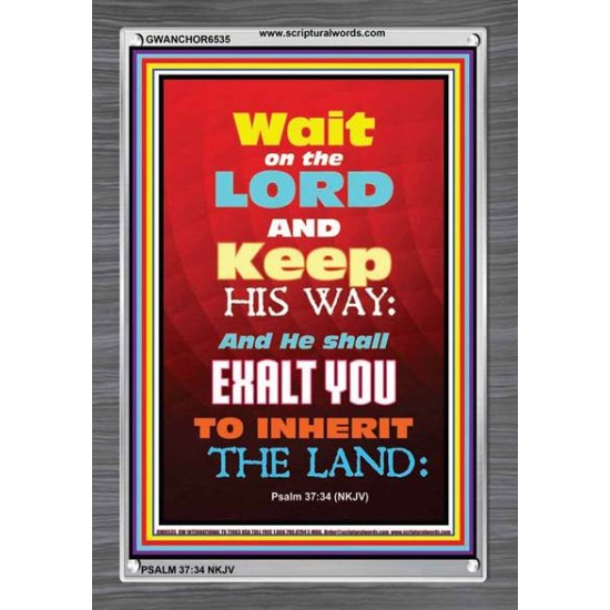 WAIT ON THE LORD   Bible Verses Wall Art Acrylic Glass Frame   (GWANCHOR6535)   