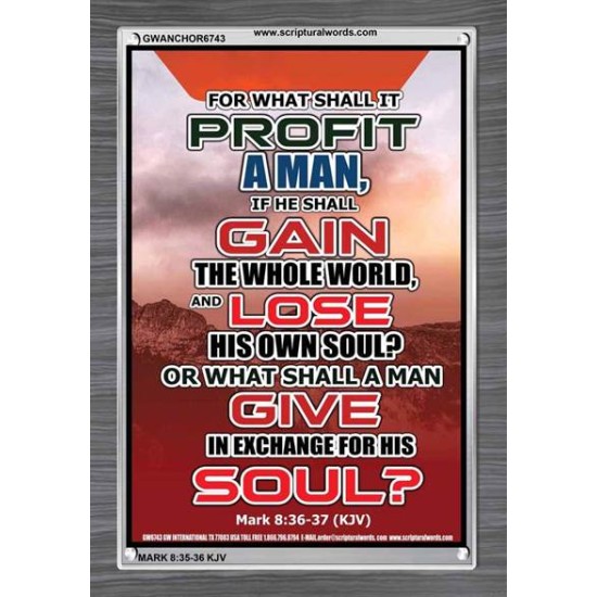 WHAT SHALL IT PROFIT A MAN   Framed Scriptural Dcor   (GWANCHOR6743)   