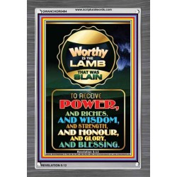 WORTHY IS THE LAMB   Framed Bible Verse Online   (GWANCHOR8494)   