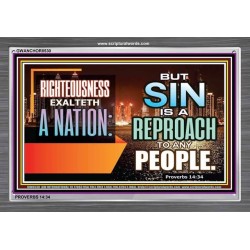 RIGHTEOUSNESS EXALTS A NATION   Encouraging Bible Verse Framed   (GWANCHOR8530)   