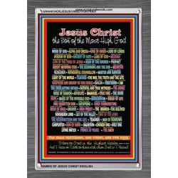 NAMES OF JESUS CHRIST WITH BIBLE VERSES    Religious Art Acrylic Glass Frame   (GWANCHORJESUSCHRISTPORTRAIT)   "25x33"