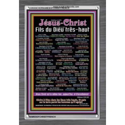 NAMES OF JESUS CHRIST WITH BIBLE VERSES IN FRENCH LANGUAGE  {Noms de Jésus Christ} Frame Art  (GWANCHORNAMESOFCHRISTFRENCH)   "25x33"