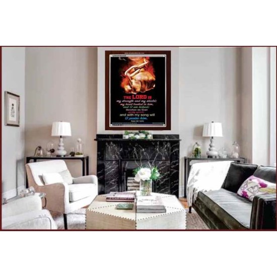 WITH MY SONG WILL I PRAISE HIM   Framed Sitting Room Wall Decoration   (GWARISE4538)   