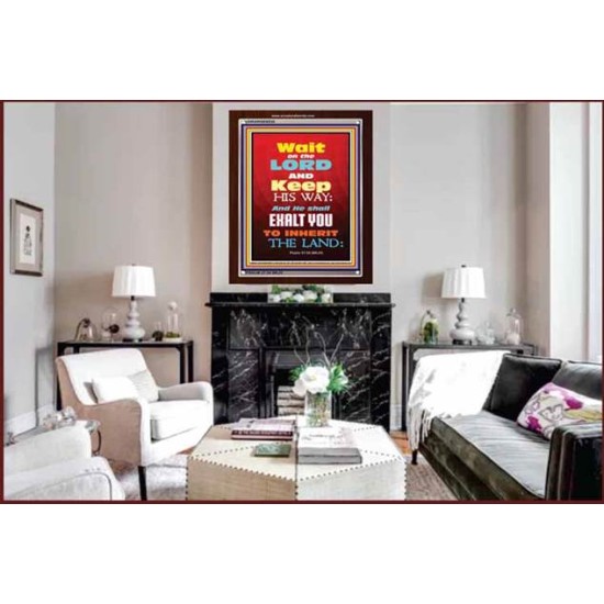 WAIT ON THE LORD   Bible Verses Wall Art Acrylic Glass Frame   (GWARISE6535)   