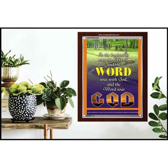 THE WORD WAS GOD   Inspirational Wall Art Wooden Frame   (GWARISE252)   
