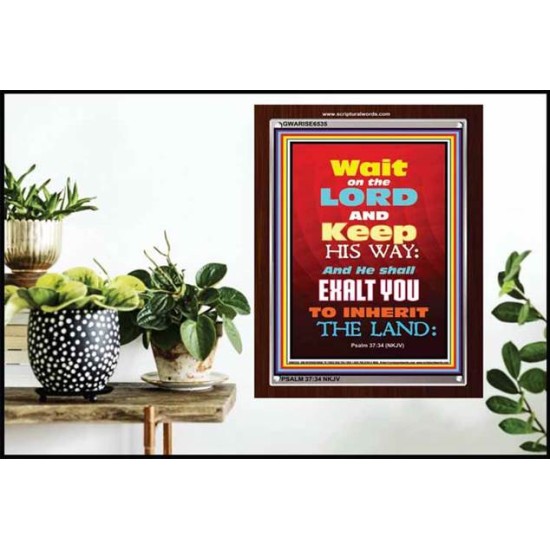 WAIT ON THE LORD   Bible Verses Wall Art Acrylic Glass Frame   (GWARISE6535)   