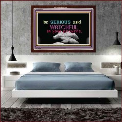 WATCH AND PRAY   Inspirational Wall Art Wooden Frame   (GWARISE4011)   "33x25"