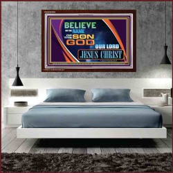 BELIEVE ON THE NAME OF SON OF GOD JESUS CHRIST   Large Frame Scripture Wall Art   (GWARISE9380)   