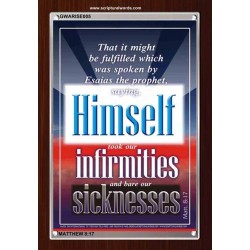 TOOK OUR INFIRMITIES AND BARE OUR SICKNESSES.    Custom Framed Bible Verses   (GWARISE005)   