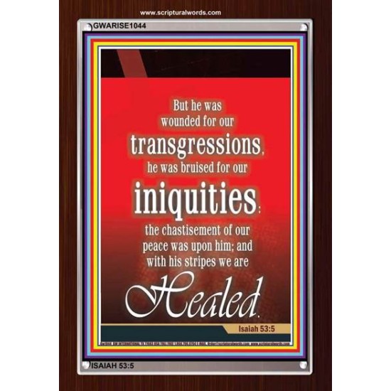 WOUNDED FOR OUR TRANSGRESSIONS   Acrylic Glass Framed Bible Verse   (GWARISE1044)   