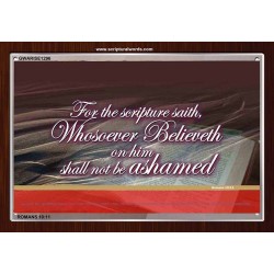 WHOSOEVER BELIEVETH   Custom Framed Scriptural ArtWork   (GWARISE1296)   "33x25"